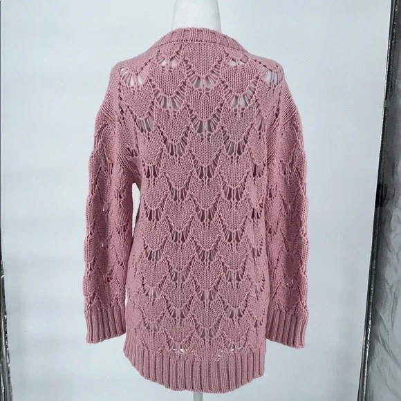 Red Valentino Pink Open-Knit Wool Blend Sweater Size M Made in Italy - Picture 5 of 11